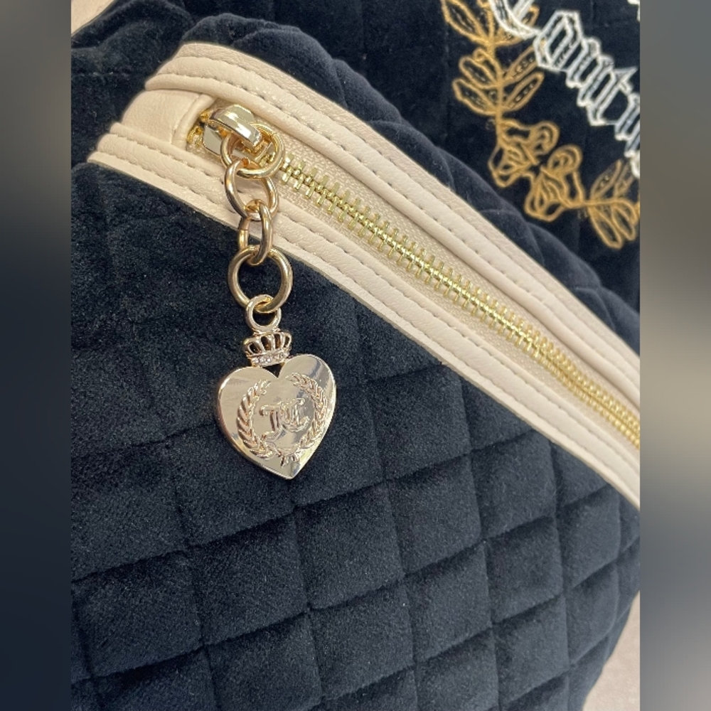 Juicy Couture 💅✨ Black Royal Moment Velour Velvet Backpack Bag Handbag ( NWT ) - Picture 2 of 6
